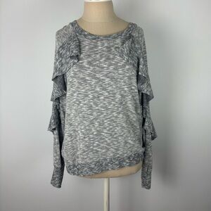 Dance & Marvel Sweater Gray Marled Ruffles S